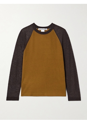 Acne Studios - Two-tone Lyocell And Wool-blend T-shirt - Brown - xx small,x small,small,medium,large