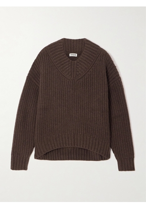 STAUD - Otto Ribbed-knit Wool-blend Sweater - Brown - x small,small,medium,large