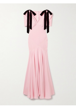 Rodarte - Velvet Bow-embellished Silk-crepe Gown - Pink - US0,US2,US4,US6,US8