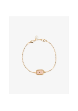 Womens Valentino Garavani Ovalette Gold-Plated Metal and Swarovski Pearl Bracelet