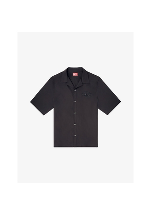 Mens Diesel S-Mac-Pcal Logo-Embroidered Cotton-Poplin Shirt