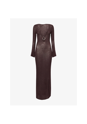 Womens We Are Tala O-Ring V-Neck Cotton Blend Maxi Beach Dress