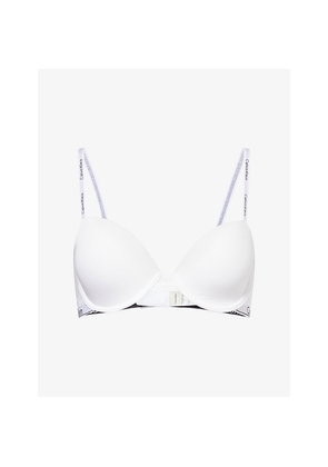 Womens Calvin Klein Icon Moulded-Cups Stretch-Cotton Blend Bra