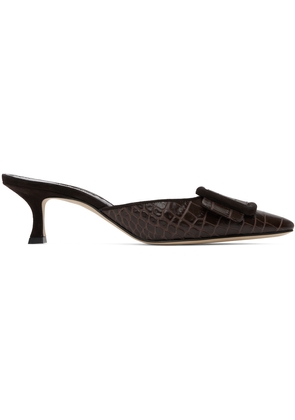 Manolo Blahnik Brown Maysalebi Mules
