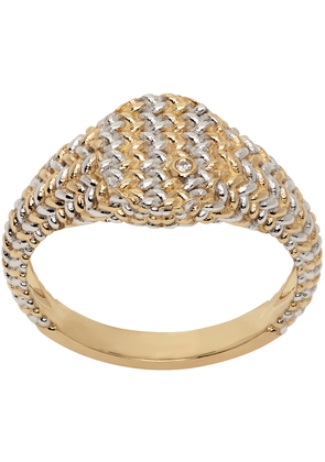 Yvonne Léon Gold & White Gold Baby Chevalière Ovale Natte Ring