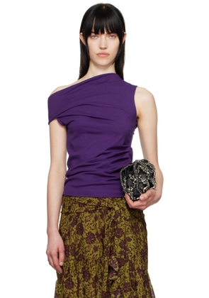 Dries Van Noten Purple Off-Shoulder Jersey Tank Top