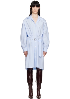 Dries Van Noten Blue Belted Shirt Midi Dress