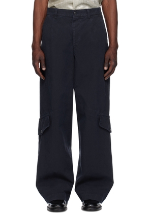 Dries Van Noten Navy Cotton Cargo Pants