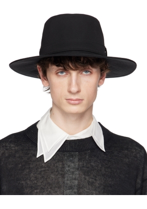 YOHJI YAMAMOTO Black Wool Gabardine Wide Middle Brim Hat