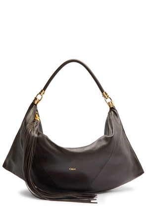 Chloe Foulard Grained Leather Shoulder bag - Dark Brown - One Size