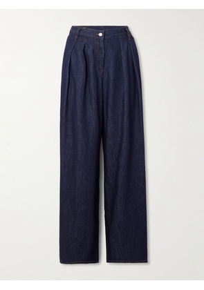 Dries Van Noten - Pleated Denim Wide-leg Pants - Blue - x small,small,medium,large