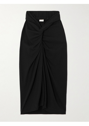 Dries Van Noten - Twist-front Cotton-jersey Midi Skirt - Black - x small,small,medium,large