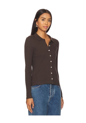 Goldie Lettuce Hem Cardigan in Brown. Size XL. Also in XS.