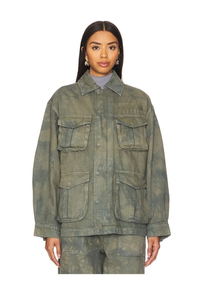 GRLFRND Kaia Oversized Drawstring Jacket in Green. Size S. Also in M, XS, XXS.