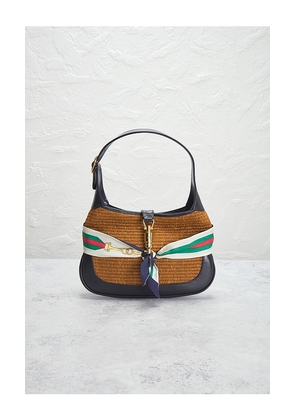 FWRD Renew Gucci Raffia Jackie 1961 Hobo Bag in Brown.