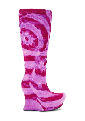 Masha Popova Sculpted Wedge Denim Boots in Pink. Size 39. Also in 40.