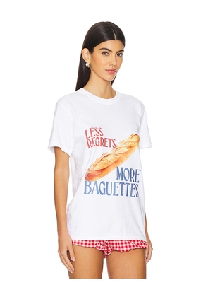 Polychrome Goods Less Regrets More Baguettes T Shirt in White. Size L. Also in S, XL.