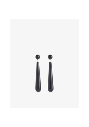 Womens Lie Studio The Louise 925 Sterling-Silver and Onyx Stone Drop Earrings