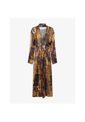 Womens Victoria Beckham Wrap Shawl-Collar Woven Midi Dress