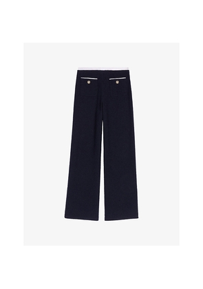 Womens Maje Straight-Leg Tweed Cotton-Blend Trousers