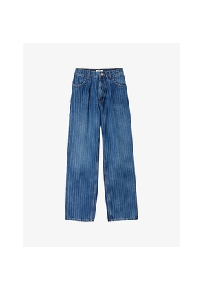 Womens Sandro Wide-Leg Stripe Denim Jeans