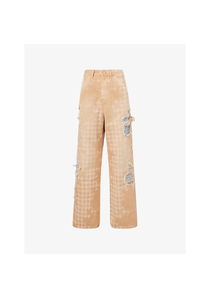 Mens Amiri Repair Distressed Canvas Denim Trousers