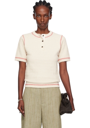 Bottega Veneta Off-White Cotton Waffle Polo