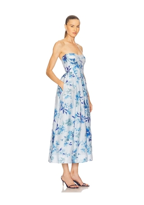 Bardot Lola Corset Midi Dress in Blue. Size 10. Also in 12, 2, 4, 6, 8.