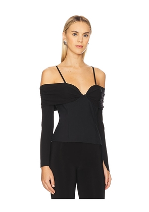 SIMKHAI Hazel Long Sleeve Top in Black. Size L. Also in M, S, XS.