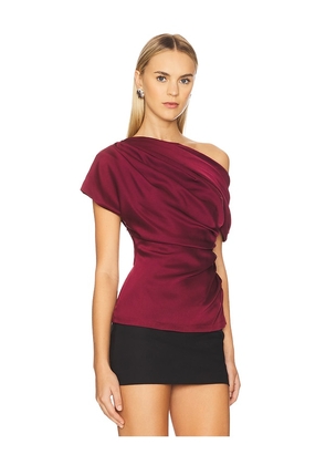 SIMKHAI Phoebe Draped Top in Red. Size 0. Also in 2, 4, 8.
