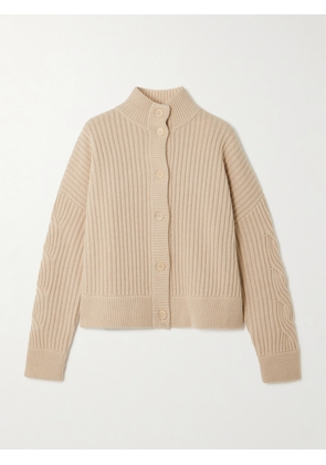 Max Mara - Afelio Ribbed And Cable-knit Wool And Cashmere-blend Cardigan - Neutrals - x small,small,medium,large,x large