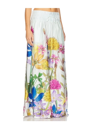 Muma World in The Garden Wide Leg Pants in Baby Blue. Size L. Also in M, S, XL, XS.