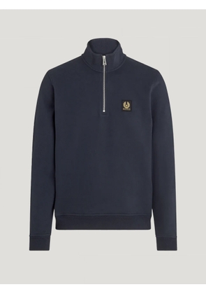 Belstaff Quarter Zip Sweatshirt Men's Cotton Fleece Dark Ink Size S