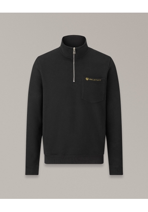 Belstaff Quarter Zip Motorcycle Jersey Men's Cotton Fleece Black Size S