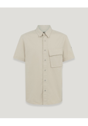 Belstaff Scale Short Sleeve Shirt Men's Garment Dye Cotton Stone Beige Size S