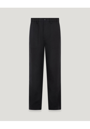 Belstaff Forge Trouser Men's Tumbled Linen Washed Black Size UK 36