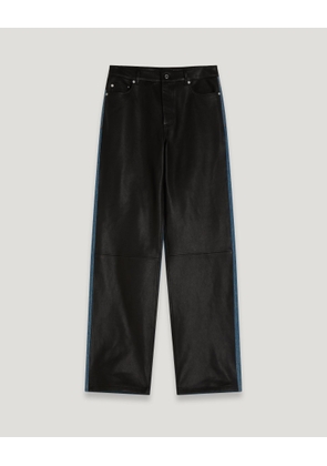 Belstaff Tungston Trouser Women's Lamb Leather Black / Indigo Denim Size UK 26