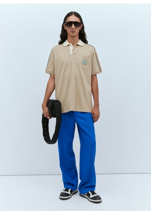 Gucci Logo Patch Polo Shirt - Man Polo Shirts Beige Xxl
