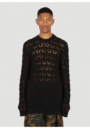 Dolce & Gabbana Wool Lace-stitch Knit Top - Man Knitwear Black It - 50