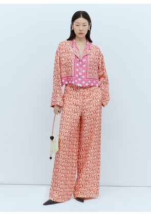 Versace Logo Print Silk Pants - Woman Pants Pink It - 38