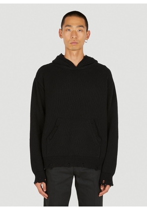 Saint Laurent Distressed Hooded Sweatshirt - Man Sweatshirts Black S