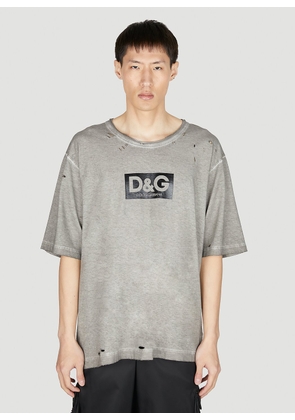 Dolce & Gabbana Distressed Logo Print T-shirt - Man T-shirts Grey Xl