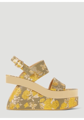 Dries Van Noten Floral Jacquard Platform Sandals - Woman Platforms Gold Eu - 37