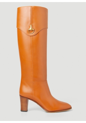 Gucci Half Horsebit Heeled Boots - Woman Boots Orange Eu - 40