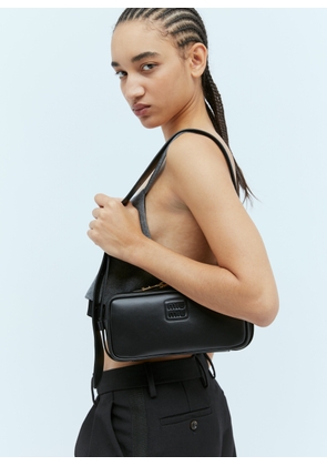 Miu Miu Logo Plaque Leather Shoulder Bag - Woman Shoulder Bags Black One Size