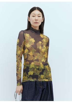 Dries Van Noten Mesh High Neck Top - Woman Tops Yellow M