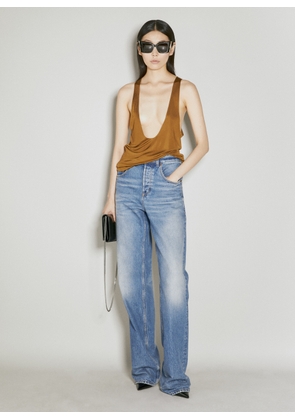 Saint Laurent Cassandre Tank Top - Woman Tops Brown Xs