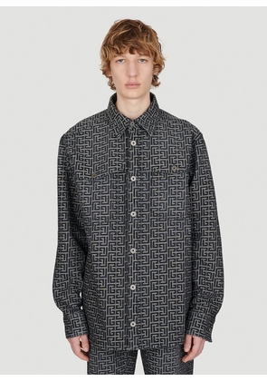 Balmain Jacquard Monogram Denim Shirt - Man Shirts Black Eu - 50