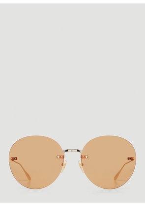 Gucci Tiger Round Frame Sunglasses - Woman Sunglasses Gold One Size