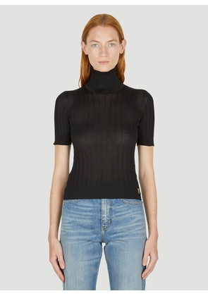 Saint Laurent Monogram Roll Neck Sweater - Woman Knitwear Black M
